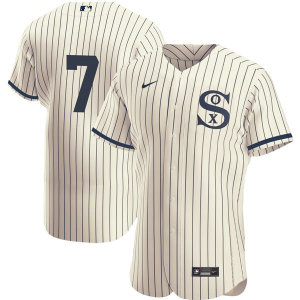 Men Chicago White Sox #7 No Name Cream stripe Dream version Elite Nike 2021 MLB Jersey